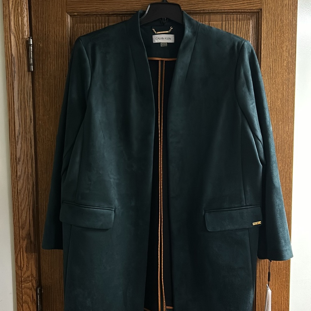 Plus Size Open-Front Faux-Suede Topper Jacket